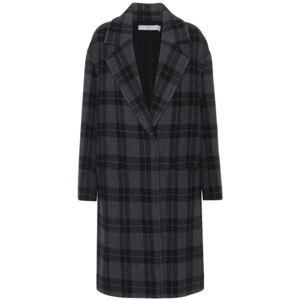 Vince Check Plaid Melton Coat XS